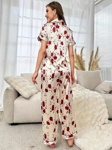 Women’s Night Suit Full Sleeve Button-<b>Down</b> Top & Pajama <b>Pants</b> Comfortable Sleepwear Loungewear Set - Product Image 2