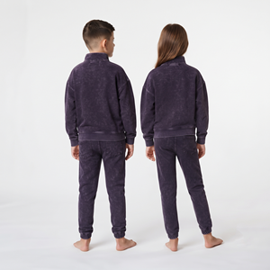 Conjunto Deportivo Unisex de Alta Calidad al por Mayor para Niños, Conjunto Deportivo Moderno con Lavado Ácido para Niños, de Color Sólido, de Algodón, de Dos Piezas - Product Image 4