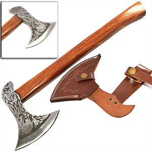 Handmade Viking Tomahawk <b>Axe</b> Head High Carbon Steel Stainless Steel Blade Natural Wood <b>Handle</b> Outdoor Camping Survival Use Heavy - Product Image 2