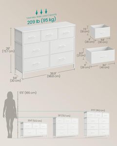 ตู้ลิ้นชักผ้าสีขาวสไตล์โมเดิร์น 7 ชั้น สำหรับห้องนอนและห้องนั่งเล่น - Product Image 2