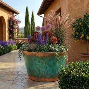 Jardinière élégante pour l'extérieur, jardinière de jardin rustique moderne, jardinière décorative pour maisons de luxe, conteneur surdimensionné - Product Image 2