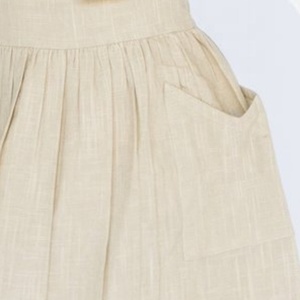 Gorgeous Girl's Wear Beige Overall Dress & Shirt With Knotted Shoulder <b>Straps</b> & Front Pockets Crafted From Cotton For Comfort - Product Image 4