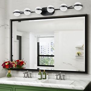 Lampada da Bagno a LED Minimalista Nera da 43 Pollici, 6 Luci, Montaggio a Parete, Decorativa con Paralumi in Acrilico Effetto Sabbia Cristallina - Product Image 6