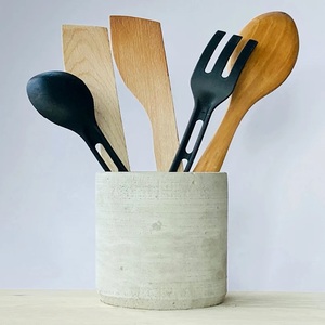 Porte-ustensiles en céramique moderne avec lettrage imprimé, en grès mat, cuit au four, résistant à la chaleur, durable, organisateur de cuisine élégant - Product Image 5