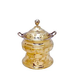 Chauffe-plats de finition en métal plaqué or avec couvercle Décoration de luxe pour hôtel restauration Chauffe-plats design en laiton plaqué or - Product Image 1