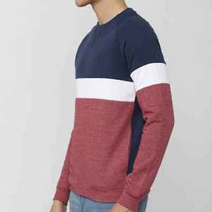 Sudadera de Cuello Redondo con Bloques de Color para Hombre, Corte Regular, Tejida, Manga Larga, Estilo Casual Otoñal, Azul, Blanco, Marrón - Product Image 5