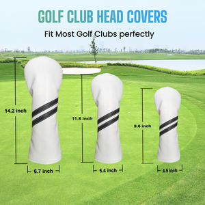 Housse de tête de club de golf en cuir véritable imperméable de haute qualité, personnalisée, avec des rayures rouges et noires, fermeture élastique auto-fixante - Product Image 6