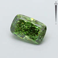ROYAL GEMS, Diamante Cultivado en Laboratorio con Certificación IGI, Corte Cojín Alargado de 2.07 CT, Color Verde Intenso Fantasía, Claridad VS2, para Joyería