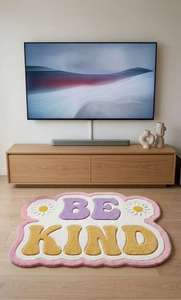 Alfombra Premium Be Kind con Tipografía, Hecha a Mano, Antideslizante, en Rosa, Morado y Amarillo, Alfombra Decorativa Motivacional para Dormitorio y Sala de Estar - Product Image 3
