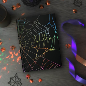 Diario de tapa dura con diseño de telaraña Web of Colors, cuaderno gótico negro, diario con papel rayado, regalo único de papelería con diseño de telaraña - Product Image 3