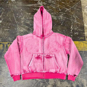 New Design Wholesale Rate <b>Drop</b> Shoulder Vintage Style Distressed Hoodie Vintage Style French Terry Distressed <b>Sun</b> Faded Hoodies - Product Image 3