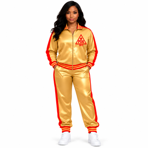 Ensemble de survêtement pour femme PDK en polyester, tenue de sport coordonnée avec veste à manches longues et pantalon de jogging pour les mouvements actifs - Product Image 1