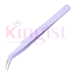 Pince à cils courbée noire mate avec logo personnalisé, ensemble de pinces à cils volume russe à 90 degrés avec pointe en fibre pour extension de cils - Product Image 2
