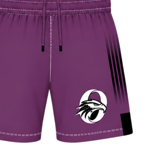 Customized Plum <b>Black</b> <b>Rugby</b> <b>Shorts</b> Elastic Waist Breathable Lightweight Team Training Performance Athletic Sports Uniform Bottom - Product Image 4