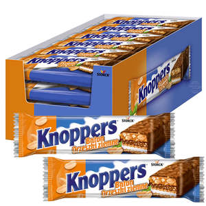 Knoppers NussRiegel Barre chocolatée aux noix 2026, lot de 24, 40g chacune, gaufrette croustillante, crème au lait, garniture aux noisettes, snack, approvisionnement en gros - Product Image 1