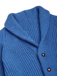 เสื้อสเวตเตอร์ไหมพรมผู้ชายสำหรับฤดูหนาว ลายทาง ติดกระดุม คอปกพับได้ ป้องกันการหดตัว ผลิตจากวัสดุแท้ 100% - Product Image 4