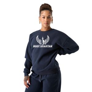 Sweat-shirt à col rond bleu marine pour femme, manches longues, en polaire, décontracté, pour la salle de sport, vêtements de sport, doux, léger, pour tous les jours - Product Image 3