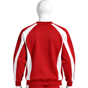 <b>Red</b> Crew Neck Panel <b>Sweatshirt</b> <b>Men</b> Long Sleeve Color Block Pullover Athletic Training Casual Fitness Sportswear Custom Wholesale - Product Image 2