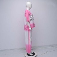 Ensemble deux pièces dégradé rose pour femme, streetwear, haut à manches courtes avec imprimé strass et pantalon déchiré, coupe ample, printemps-été