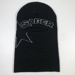 OEM High Quality Acrylic Unisex One Hole Black Winter Balaclava Hat Custom Jacquard Knitted Ski Mask - Product Image 2