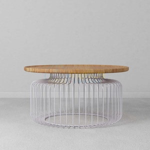 Mesa Redonda de Madera con Estructura de Alambre, Portátil, Económica, Convertible, Moderna, Mini Mesa para Laptop, Mesa de Centro para Té y Café, Muebles para Sala de Estar - Product Image 3