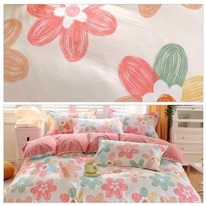 Ensemble de housse de couette florale rose printanière 3 pièces pour adultes, femmes, chambre à coucher, literie avec 2 taies d'oreiller, taille double - Product Image 4