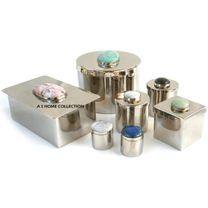 Metal Kitchen Canister Set Decorative Food <b>Storage</b> <b>Containers</b> With Resin Gemstones Countertop Appliance Canisters - Product Image 1