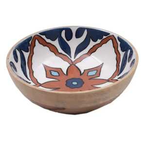Bol de service tendance en bois naturel émaillé imprimé pour salades, fruits et soupes – Vaisselle décorative pour la cuisine - Product Image 1