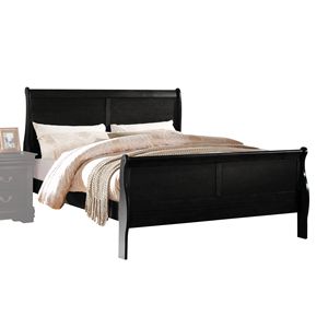 Letto matrimoniale Louis Philippe E. King in finitura nera con struttura in legno resistente - Product Image 1