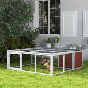 Conejera de Madera para Exteriores de 64 Pulgadas, Corral para Tortugas, Hábitat con Área de Juego y Cubierta Cerrada, Muebles para Mascotas - Product Image 2