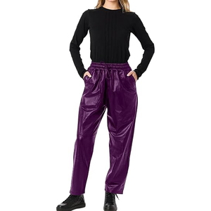 <b>Men</b> <b>Leather</b> Pants Mid Waist Regular Fit Stretch Straight <b>Trousers</b> Casual Streetwear Breathable Eco-Friendly Lightweight Winter - Product Image 4