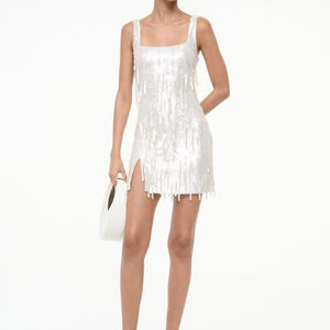 Vestido de Fiesta con Apliques de Cuentas, Cuello Alto, Mangas Largas, Cintura Natural y Bordado Elegante para Mujer - Product Image 1