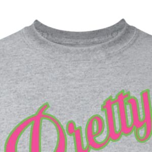 Camiseta de Mujer con Bordado, Color Gris Jaspeado, Manga Corta, Cuello Redondo, Diseño Pretty Girl 08, Top Informal de Algodón, Moda Moderna - Product Image 4