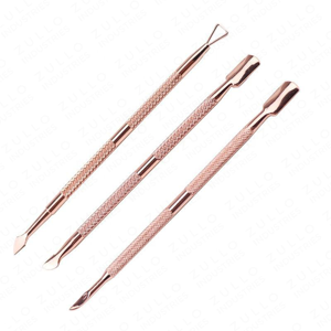 Pousse-cuticules en acier inoxydable rose doré avec logo personnalisé pour manucure et pédicure professionnelle et vente en gros - Product Image 4
