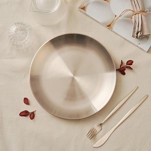 <b>Large</b> 25cm Round Bronzeware Dinner <b>Plate</b>, Elegant Hand-forged Korean Traditional Serving Dish - Product Image 4