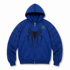 Sudadera con capucha y cremallera con estampado de telaraña personalizado para hombre, chaqueta gráfica estilo streetwear, sudadera estilo cómic - Product Image 5