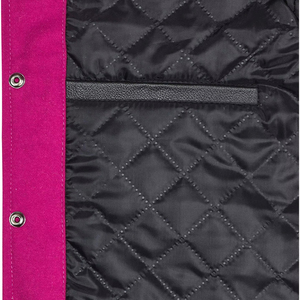<b>Mens</b> <b>Jacket</b> Pink and <b>White</b> Varsity <b>Jacket</b> Classic Baseball Style Coat with Contrast Sleeves Warm Comfortable Casual Outerwear - Product Image 5