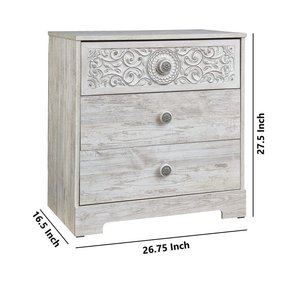 Mesita de Noche Rústica de Madera con Tapa Tallada, 3 Cajones, Acabado Antiguo, Muebles para Dormitorio - Product Image 4