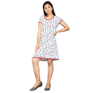 Vestido de Algodón para Mujer, Estampado con Corazones, Manga Corta, Cuello Redondo, Largo Medio, Informal, para Primavera y Verano - Product Image 2
