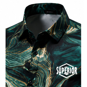 Chemise élégante pour homme à imprimé géométrique, tissu doux, couleurs durables, coupe classique pour le bureau, les voyages et le quotidien - Product Image 3