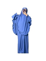 Robe ample décontractée en mousseline de soie pour femme, grande taille, deux pièces, couleur unie, avec burqa et foulard, antistatique et respirante, tenue de prière