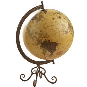Stylish Iron Stand Desk Globe with Plastic World <b>Map</b> | Educational Globe for Geography Learning | Home & Office Table Decor - Product Image 1