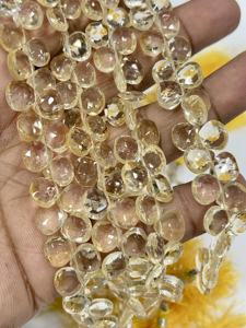 ลูกปัดควอตซ์ซิทรินธรรมชาติทรงหัวใจเจียระไน ขนาดประมาณ 6-7 มม. เส้นใยขนาด 8 นิ้ว - Product Image 4