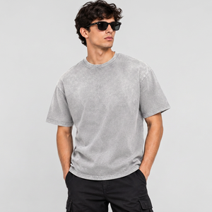 Camiseta Extra Grande Personalizada para Hombre, 100% Algodón, Estilo Vintage Lavado, Casual, Urbana, con Logotipo Bordado, Hombros Caídos y Corte Holgado - Product Image 3