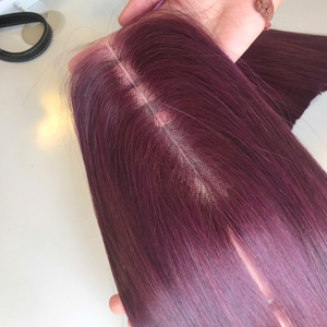 Precio al por mayor Bonestraight 100% Raw Virgin Peluca de cabello humano vietnamita Color rojo vino Super Double Drawn Extensiones de cabello - Product Image 4