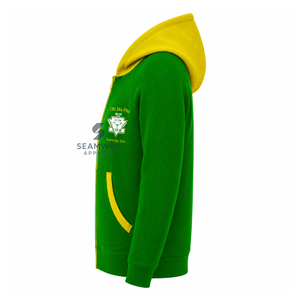 Sudadera con capucha y cremallera completa para mujer Chi Eta Phi Sorority, color marrón claro con contraste, manga larga, letras griegas bordadas, estilo casual - Product Image 3