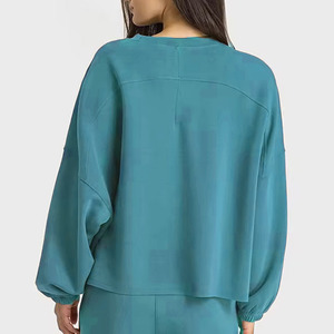 Streetwear Top Women's Cotton Active wear 2-Piece <b>Set</b> with Sweatshirt & Joggers Loose Cotton Blended - Product Image 3