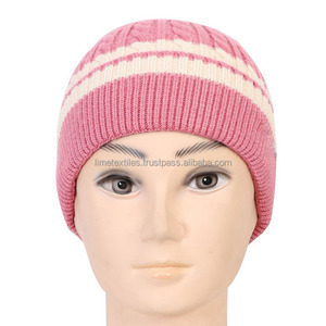 Classic Thick Cable Knit Striped <b>Wool</b> <b>Beanie</b> Warm Winter Hat for Unisex Adults - Product Image 4