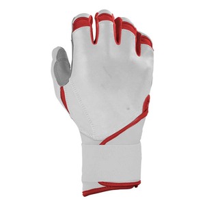 Guantes de Bateo Blancos ELIXE SPORTS con Ribete Rojo, Acolchados, de Cuero, con Cierre de Velcro, Duraderos para Entrenamiento, Unisex, Adulto - Product Image 3