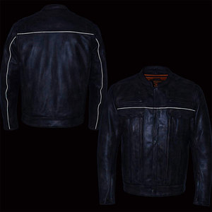 Fashion Men <b>Leather</b> Jacket Slim Fit Biker Stand Durable Outerwear Winter Casual Wear Stylish Design Premium Quality Front - Product Image 3